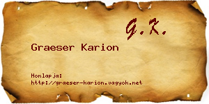 Graeser Karion névjegykártya
